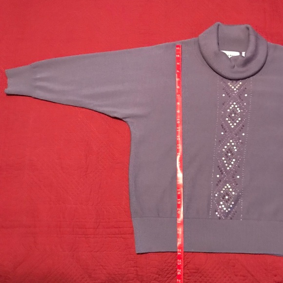 Alfred Dunner Lavender Cow Neck Beaded Sweater - Picture 2 of 8